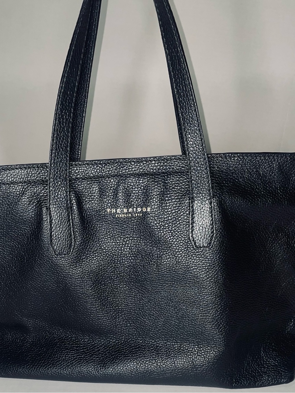 The Bridge Soft Black Pebble Leather Tote Bag Made In Italy